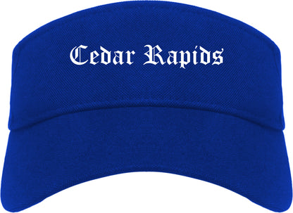 Cedar Rapids Iowa IA Old English Mens Visor Cap Hat Royal Blue