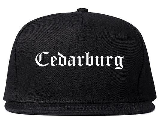 Cedarburg Wisconsin WI Old English Mens Snapback Hat Black