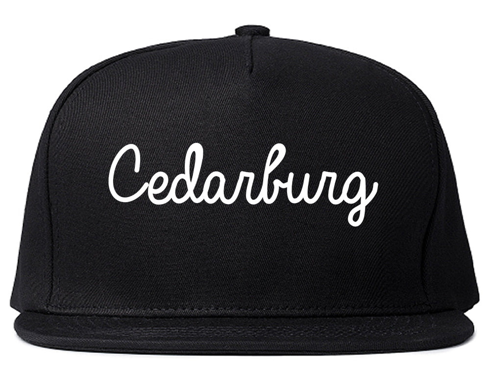 Cedarburg Wisconsin WI Script Mens Snapback Hat Black