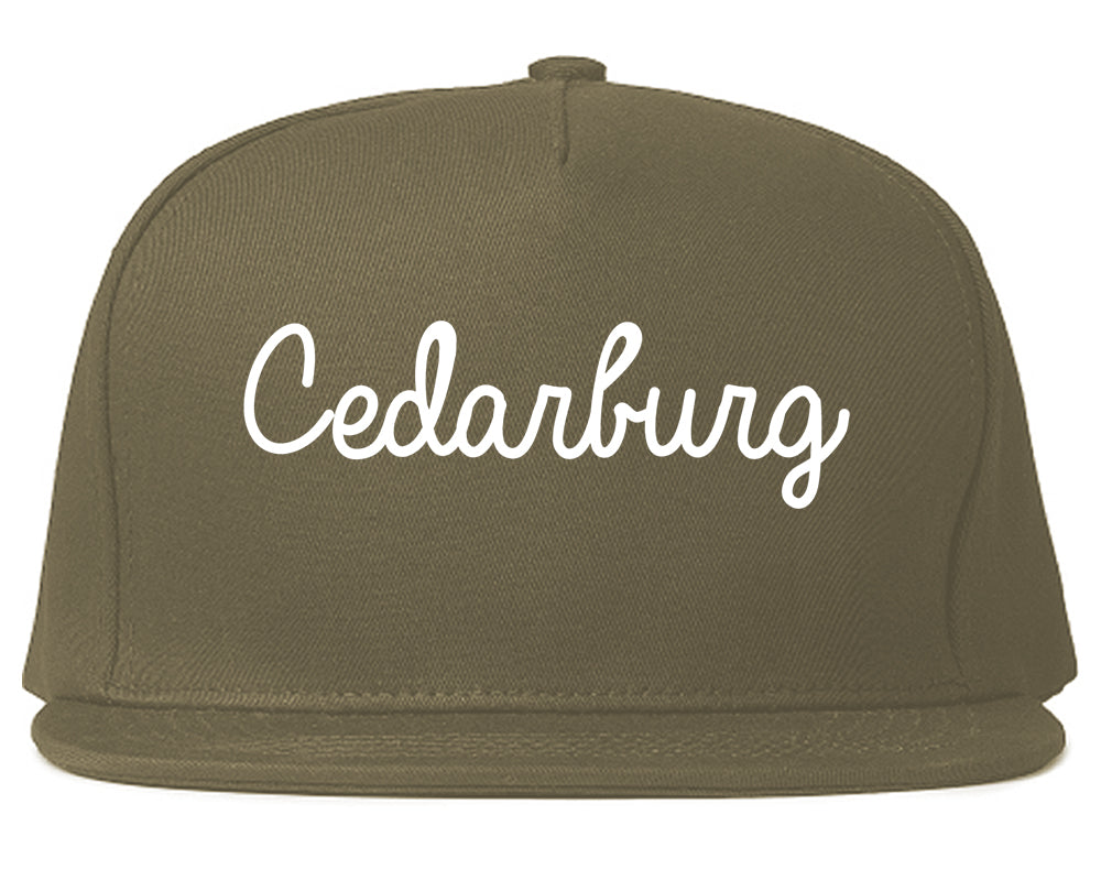 Cedarburg Wisconsin WI Script Mens Snapback Hat Grey
