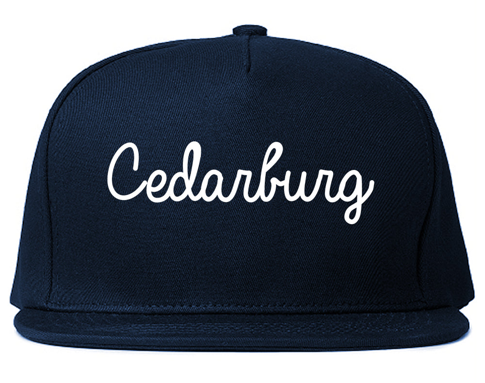 Cedarburg Wisconsin WI Script Mens Snapback Hat Navy Blue