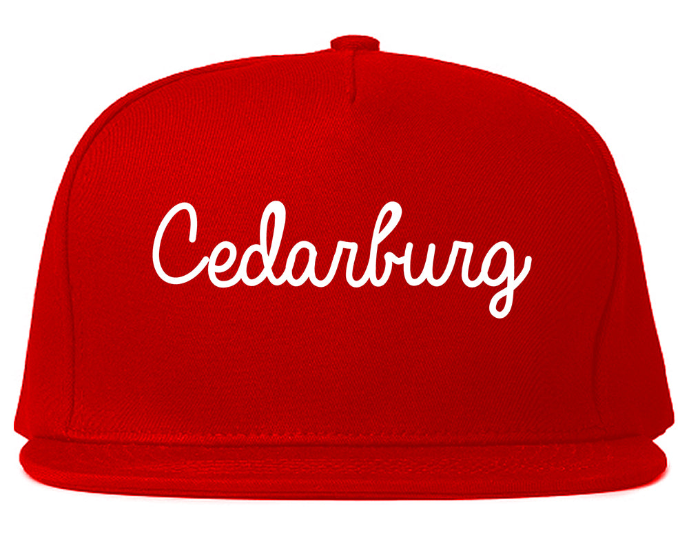 Cedarburg Wisconsin WI Script Mens Snapback Hat Red