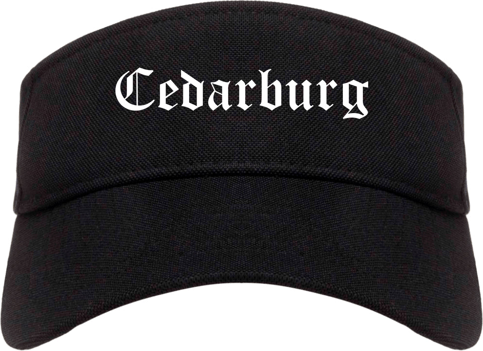 Cedarburg Wisconsin WI Old English Mens Visor Cap Hat Black
