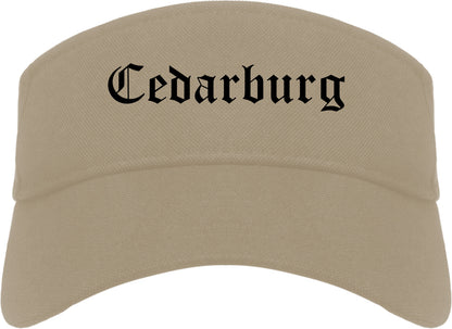 Cedarburg Wisconsin WI Old English Mens Visor Cap Hat Khaki
