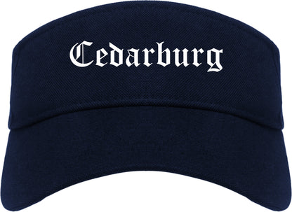 Cedarburg Wisconsin WI Old English Mens Visor Cap Hat Navy Blue