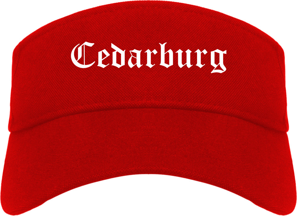 Cedarburg Wisconsin WI Old English Mens Visor Cap Hat Red