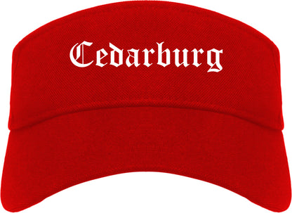 Cedarburg Wisconsin WI Old English Mens Visor Cap Hat Red