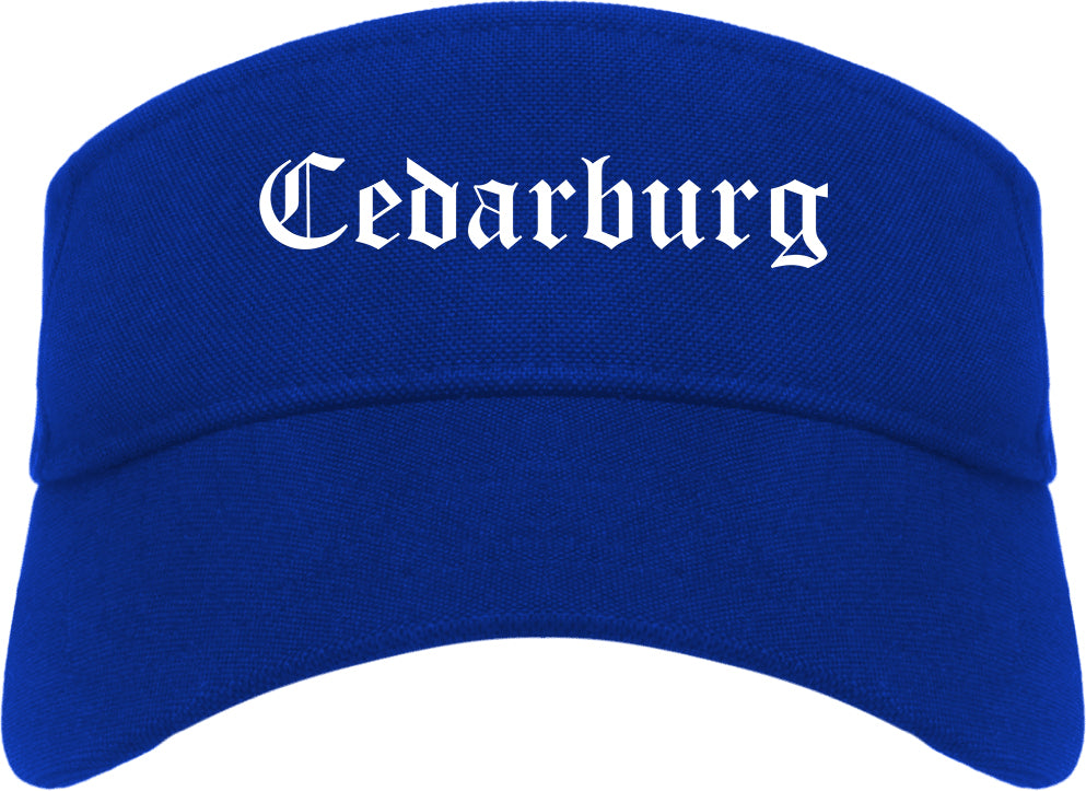 Cedarburg Wisconsin WI Old English Mens Visor Cap Hat Royal Blue