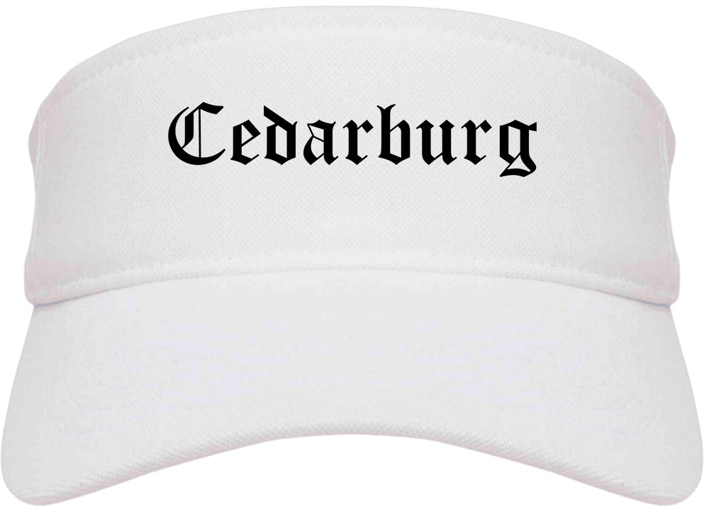 Cedarburg Wisconsin WI Old English Mens Visor Cap Hat White
