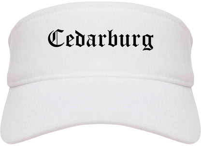 Cedarburg Wisconsin WI Old English Mens Visor Cap Hat White