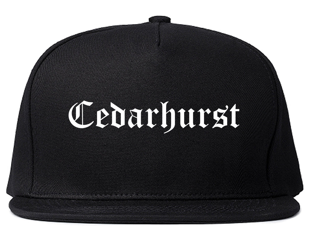 Cedarhurst New York NY Old English Mens Snapback Hat Black