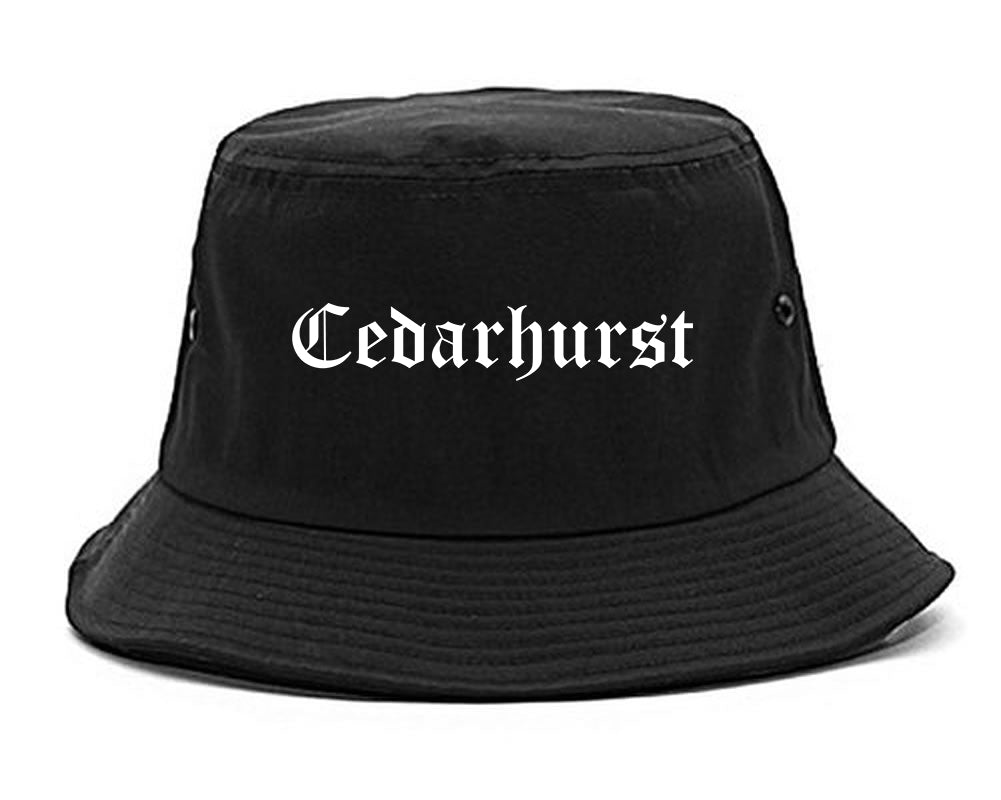 Cedarhurst New York NY Old English Mens Bucket Hat Black