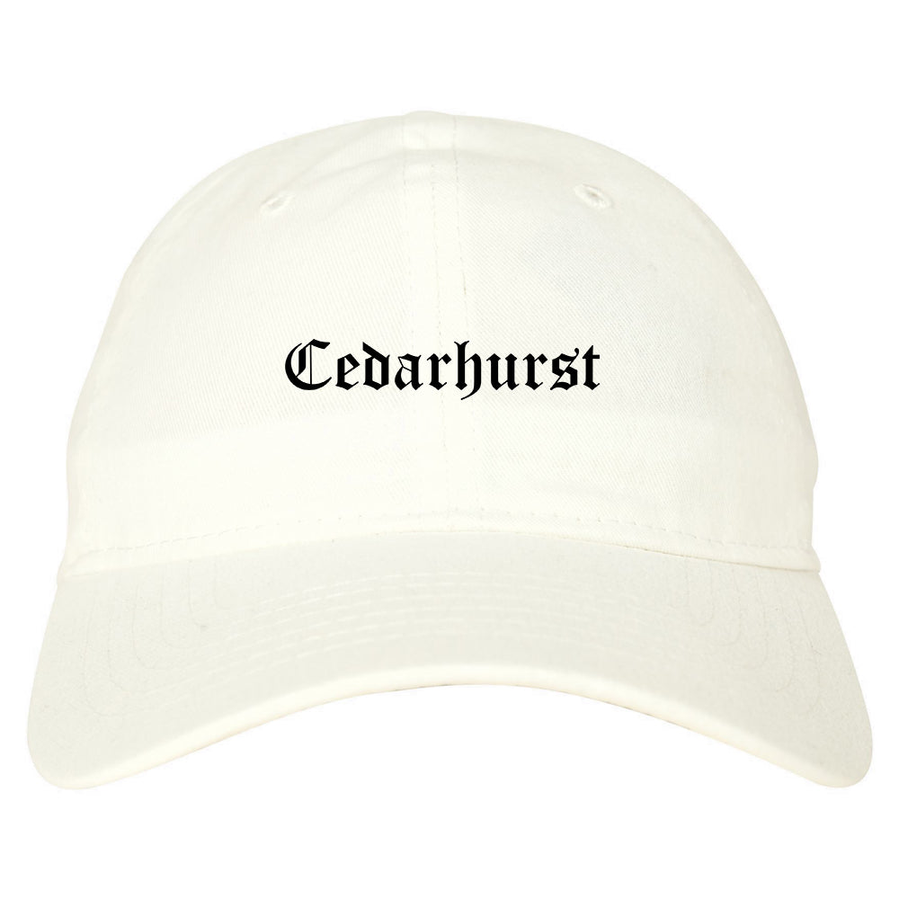 Cedarhurst New York NY Old English Mens Dad Hat Baseball Cap White