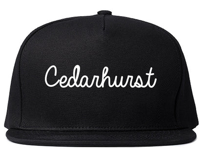 Cedarhurst New York NY Script Mens Snapback Hat Black