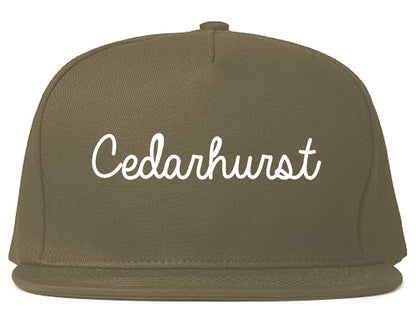 Cedarhurst New York NY Script Mens Snapback Hat Grey