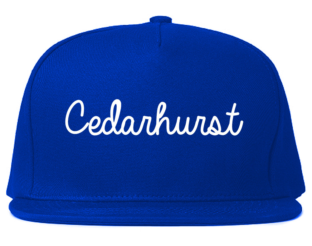 Cedarhurst New York NY Script Mens Snapback Hat Royal Blue