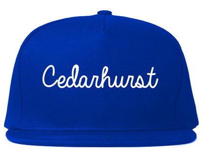 Cedarhurst New York NY Script Mens Snapback Hat Royal Blue