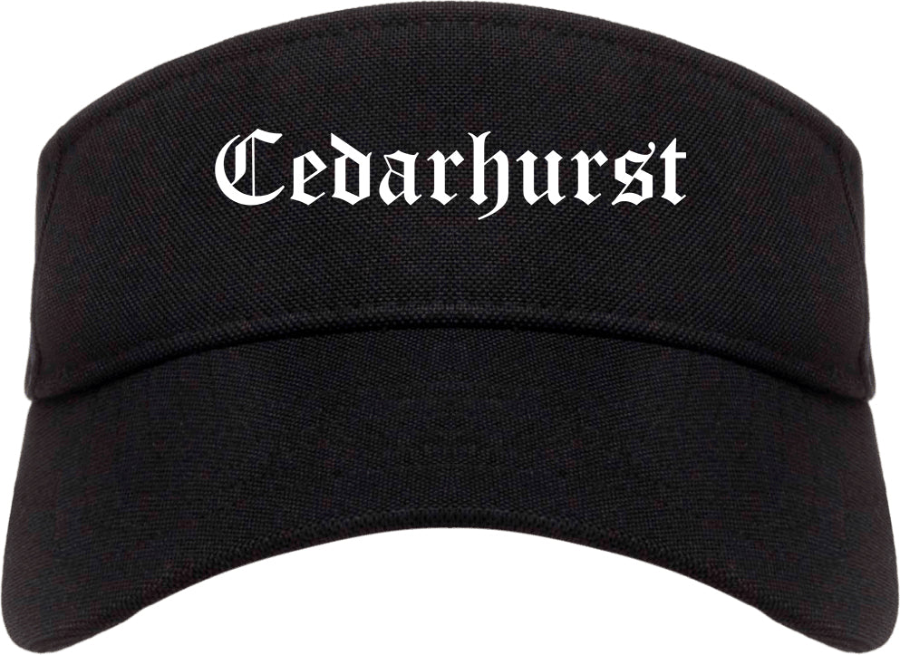 Cedarhurst New York NY Old English Mens Visor Cap Hat Black