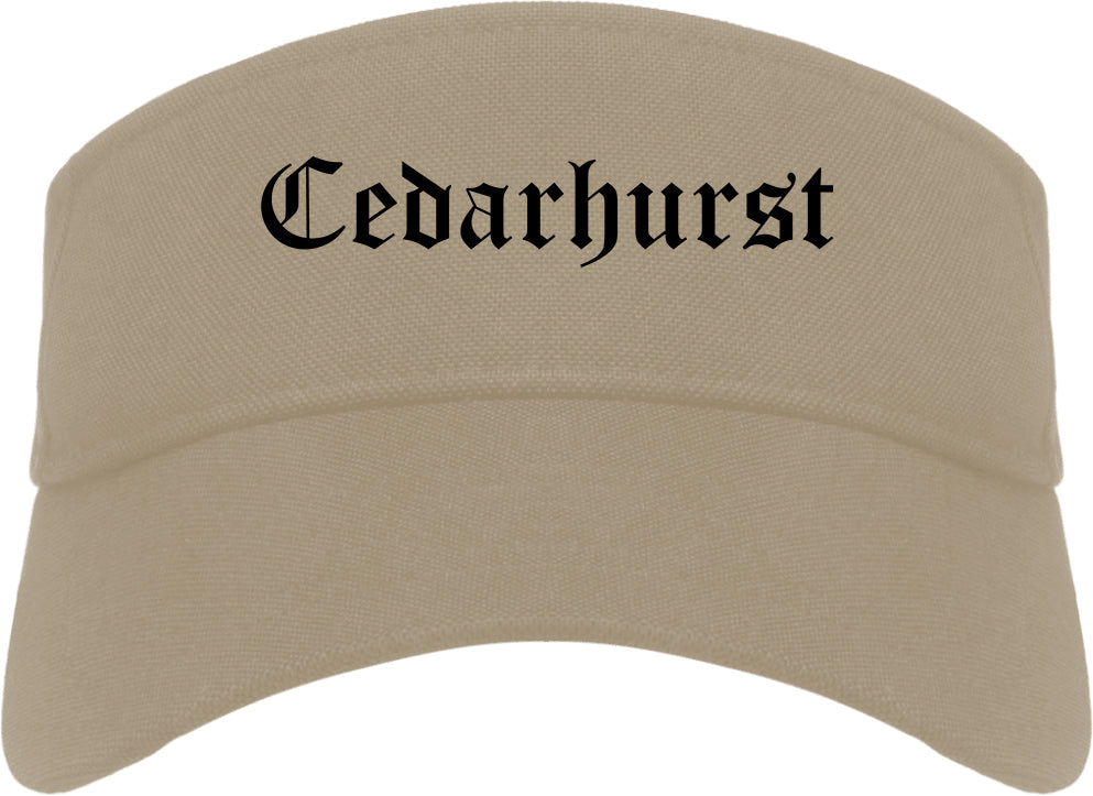 Cedarhurst New York NY Old English Mens Visor Cap Hat Khaki