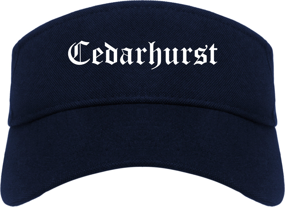 Cedarhurst New York NY Old English Mens Visor Cap Hat Navy Blue