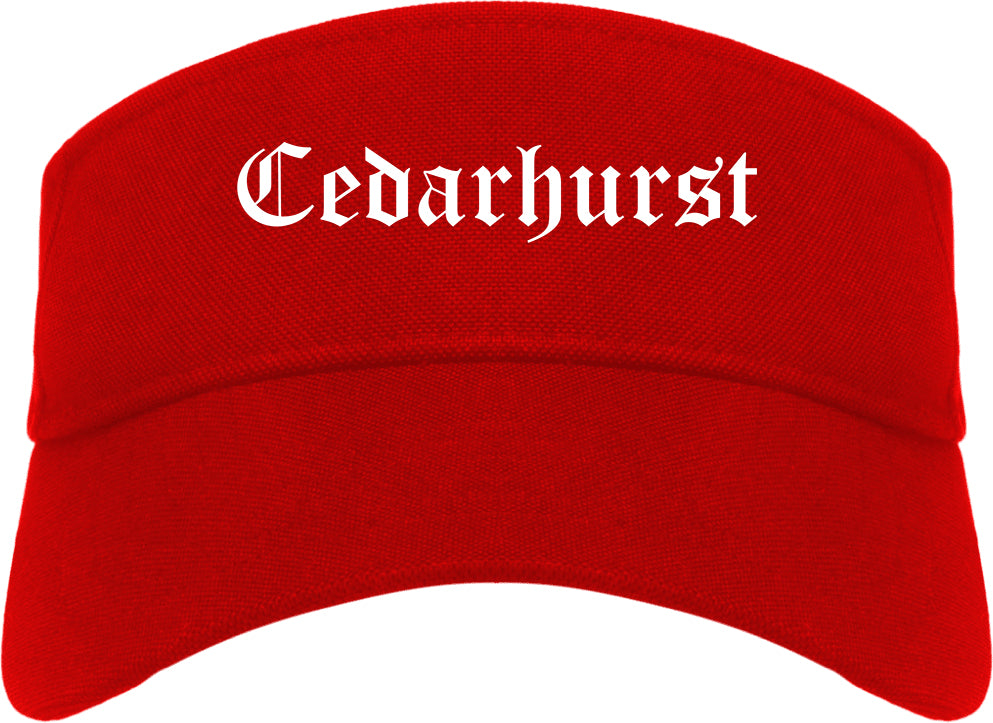 Cedarhurst New York NY Old English Mens Visor Cap Hat Red