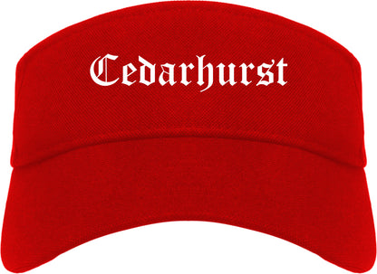 Cedarhurst New York NY Old English Mens Visor Cap Hat Red
