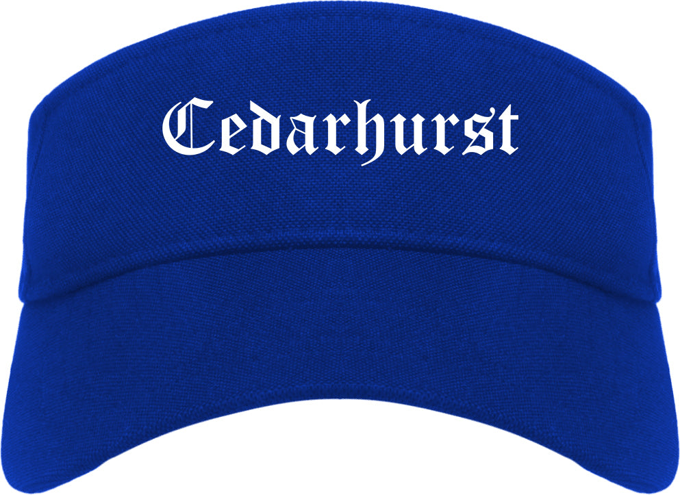 Cedarhurst New York NY Old English Mens Visor Cap Hat Royal Blue