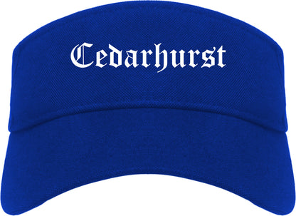 Cedarhurst New York NY Old English Mens Visor Cap Hat Royal Blue