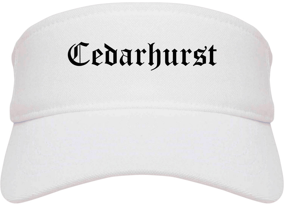 Cedarhurst New York NY Old English Mens Visor Cap Hat White