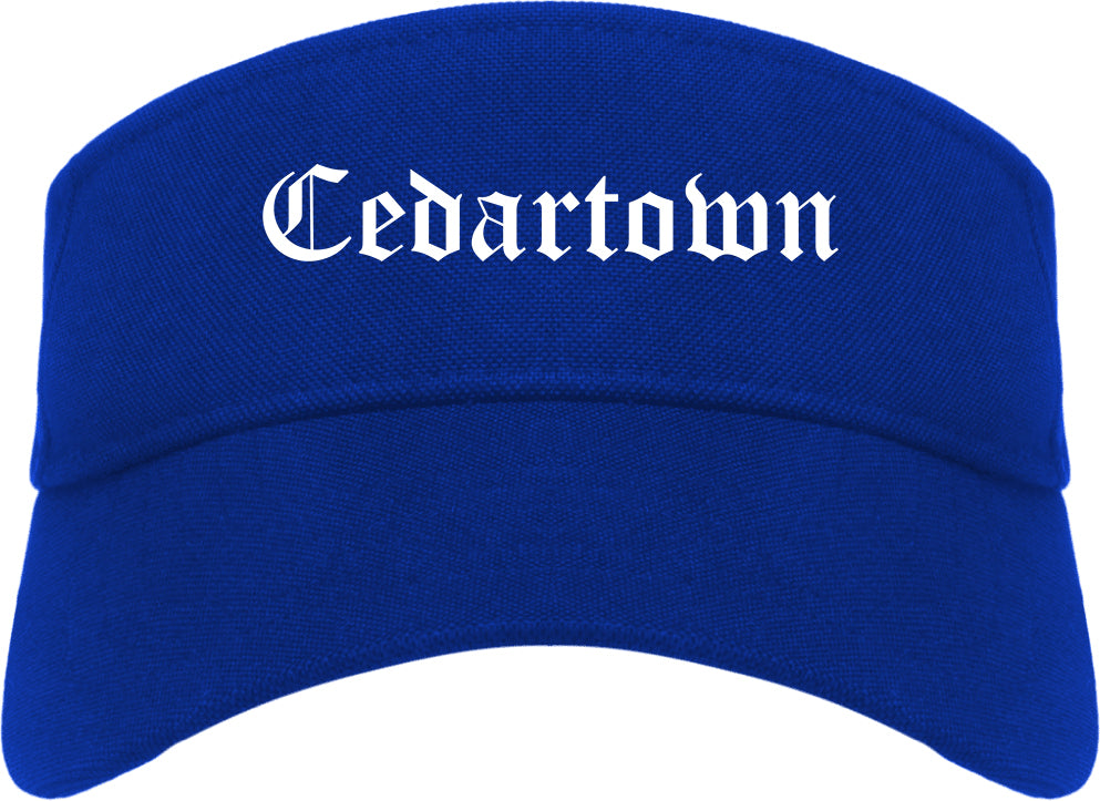 Cedartown Georgia GA Old English Mens Visor Cap Hat Royal Blue