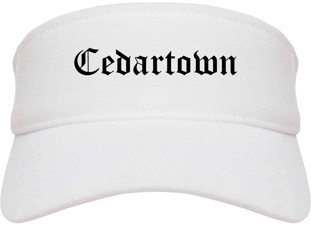 Cedartown Georgia GA Old English Mens Visor Cap Hat White