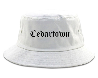 Cedartown Georgia GA Old English Mens Bucket Hat White