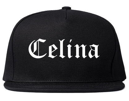 Celina Ohio OH Old English Mens Snapback Hat Black