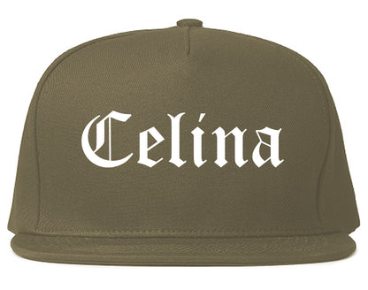 Celina Ohio OH Old English Mens Snapback Hat Grey