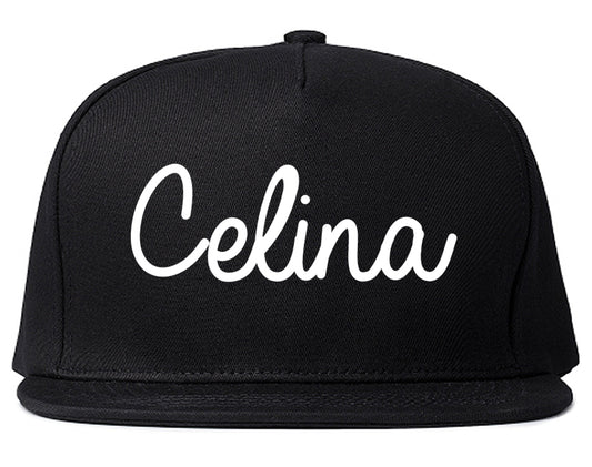 Celina Ohio OH Script Mens Snapback Hat Black