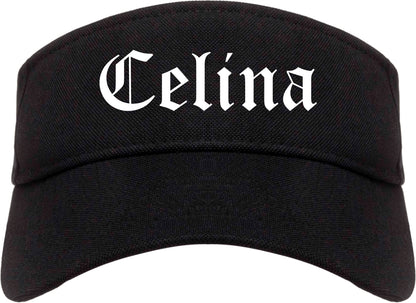 Celina Ohio OH Old English Mens Visor Cap Hat Black
