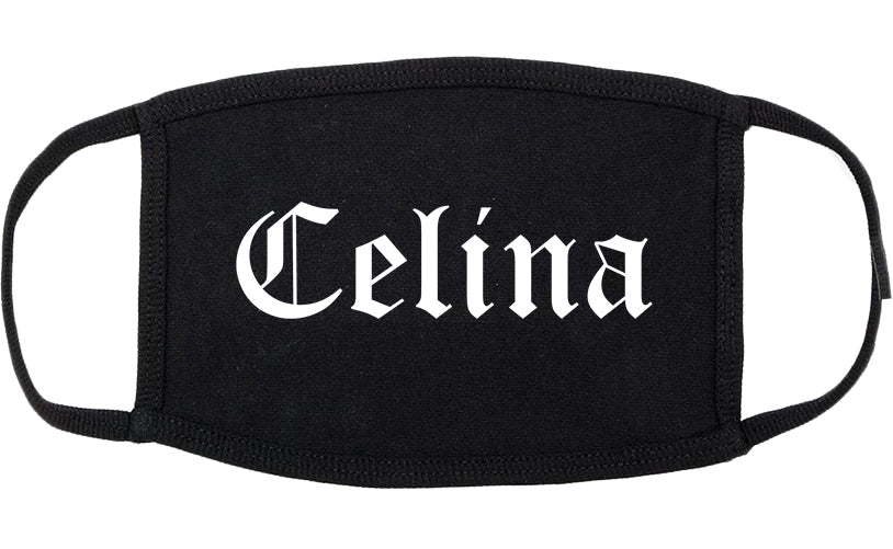 Celina Texas TX Old English Cotton Face Mask Black