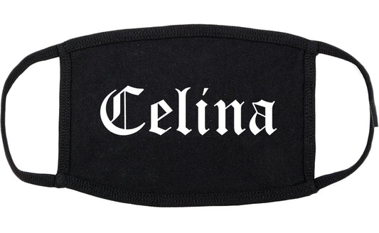 Celina Texas TX Old English Cotton Face Mask Black