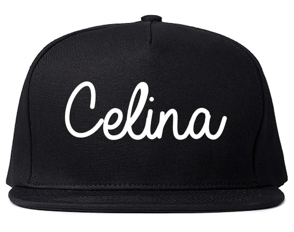 Celina Texas TX Script Mens Snapback Hat Black