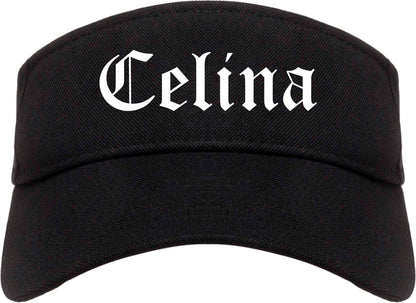 Celina Texas TX Old English Mens Visor Cap Hat Black