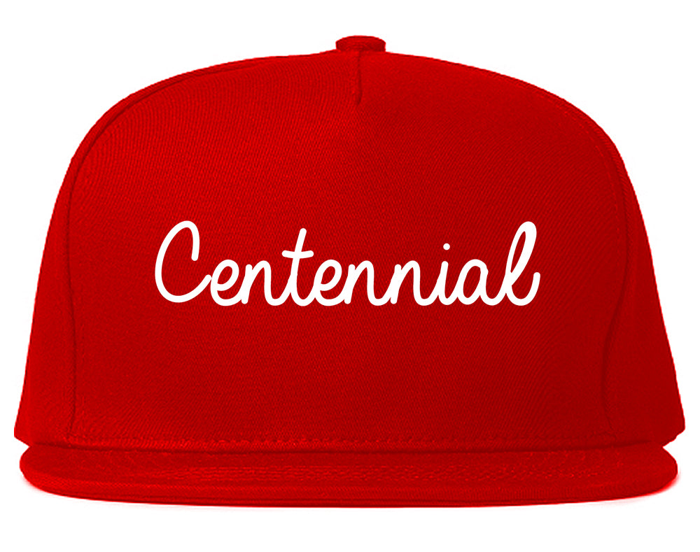 Centennial Colorado CO Script Mens Snapback Hat Red