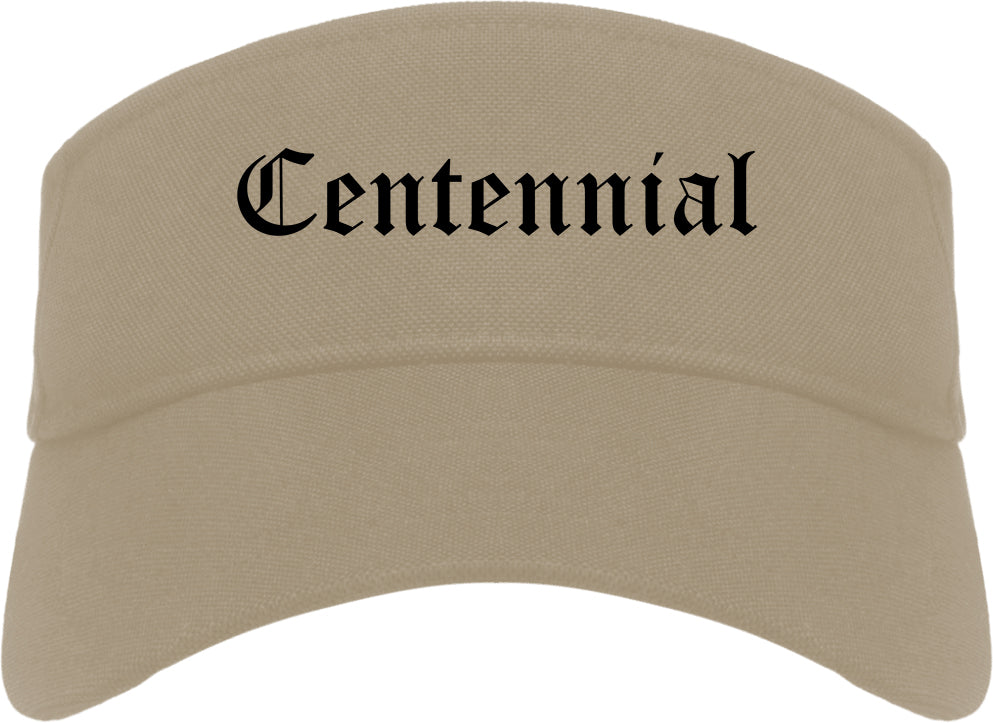 Centennial Colorado CO Old English Mens Visor Cap Hat Khaki