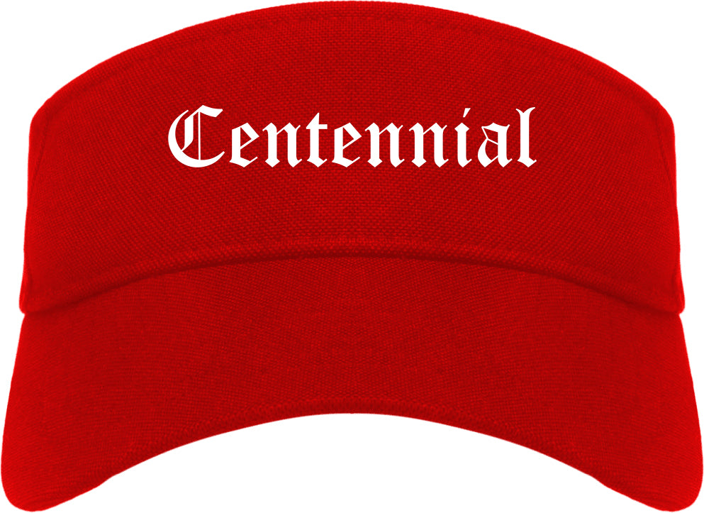 Centennial Colorado CO Old English Mens Visor Cap Hat Red