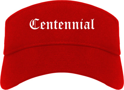 Centennial Colorado CO Old English Mens Visor Cap Hat Red