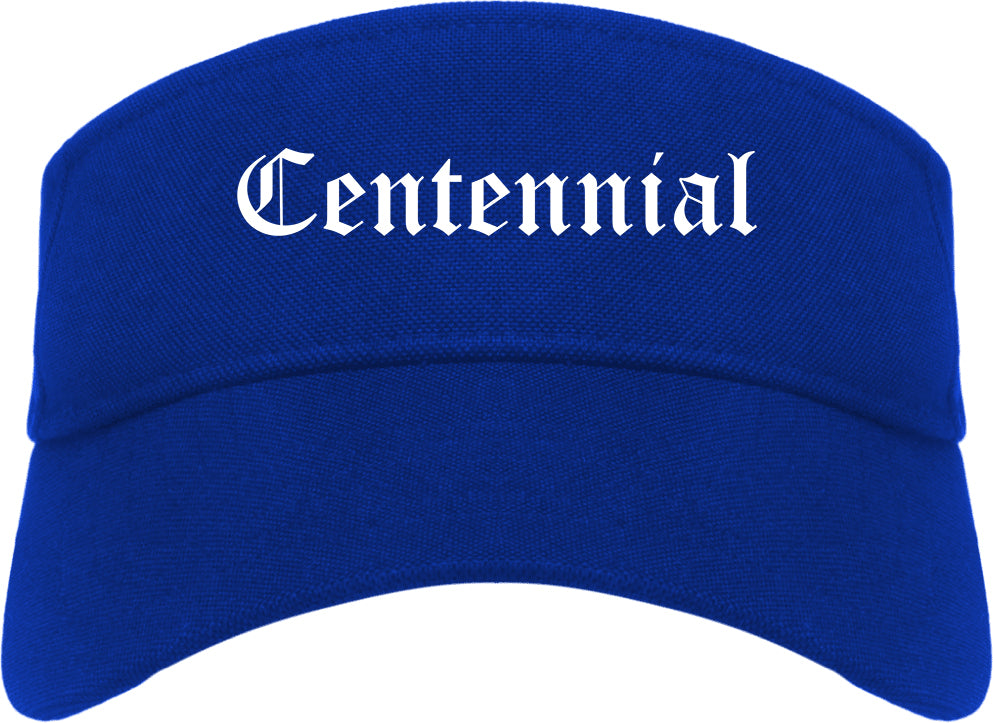 Centennial Colorado CO Old English Mens Visor Cap Hat Royal Blue