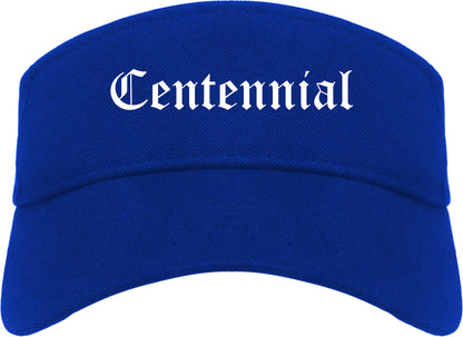 Centennial Colorado CO Old English Mens Visor Cap Hat Royal Blue