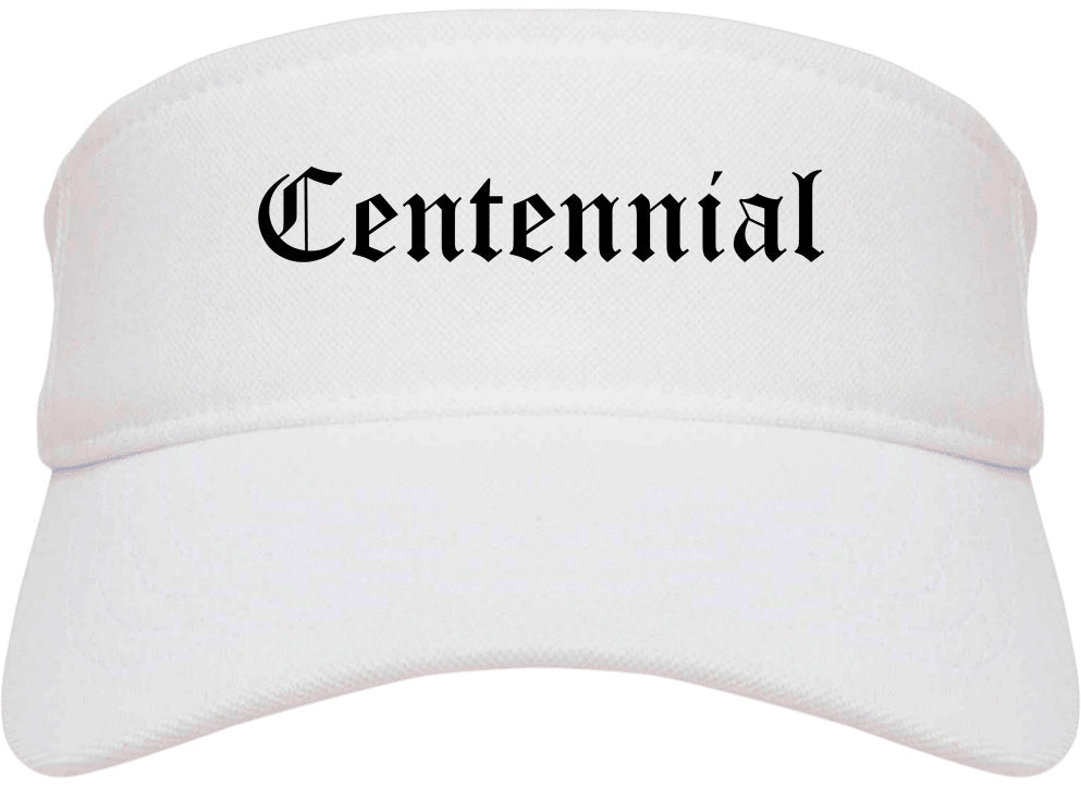Centennial Colorado CO Old English Mens Visor Cap Hat White