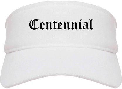 Centennial Colorado CO Old English Mens Visor Cap Hat White