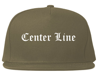 Center Line Michigan MI Old English Mens Snapback Hat Grey