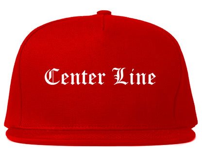 Center Line Michigan MI Old English Mens Snapback Hat Red